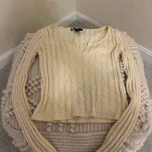 Forever 21 Cream and Yellow Ribbed Top